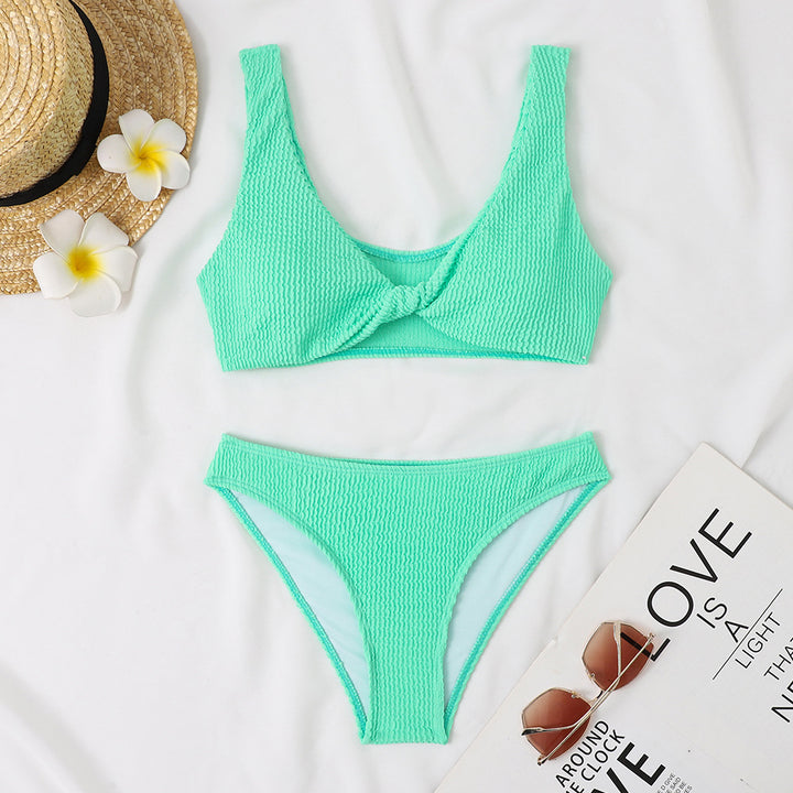 Dame bikini sæt med twist-design og høj talje