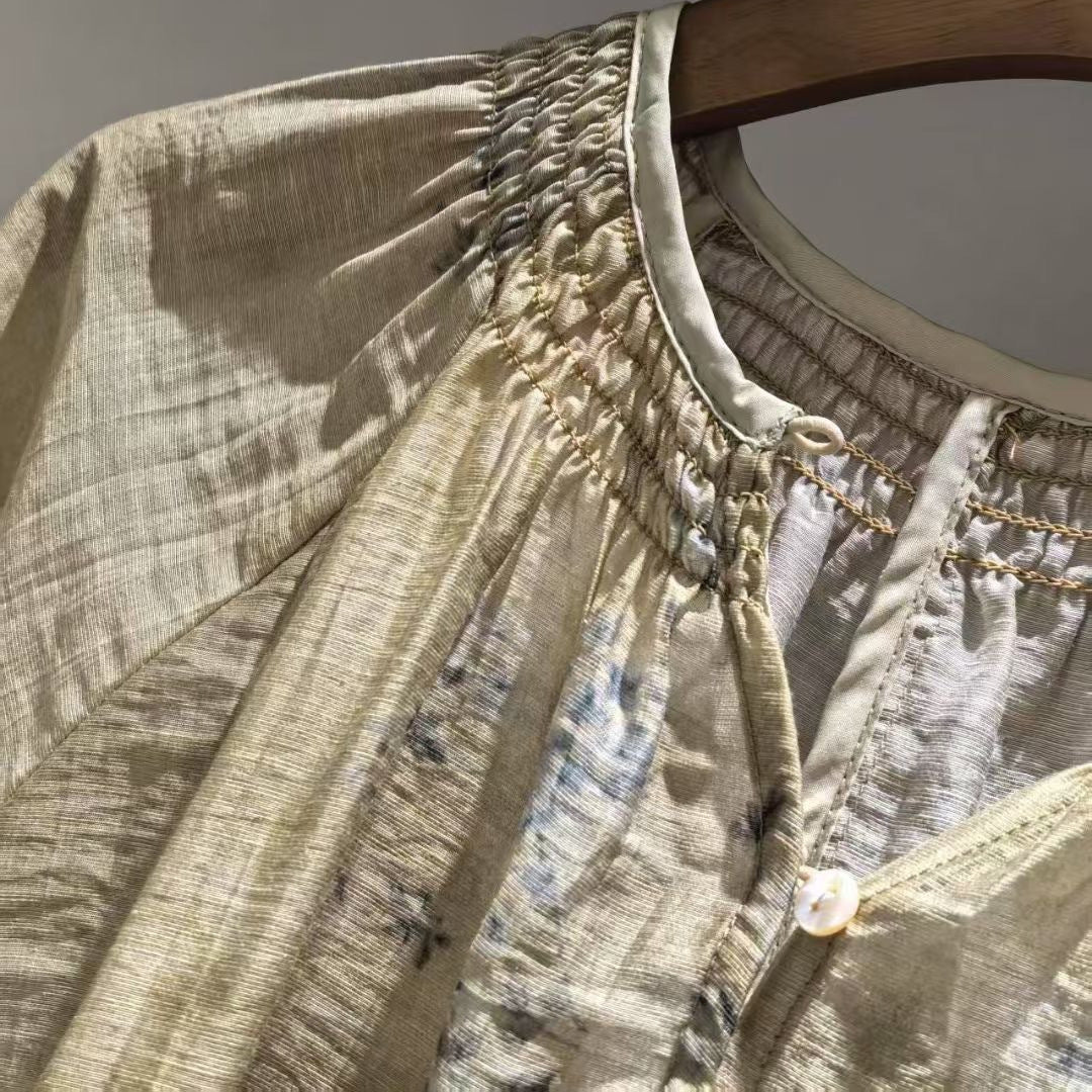 Femme Elegante Rynket Hals Tunika Kjole Stilla