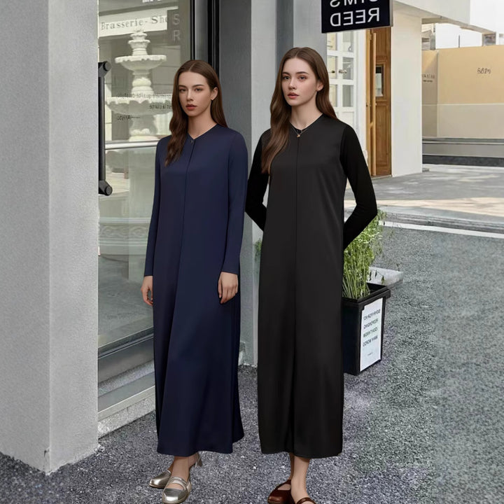 Kvindernes elegante langærmede maxi kjole med flatterende snit og tidløst design