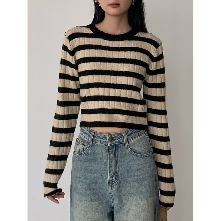Dame elegant strikpullover med ribmønster Stilla