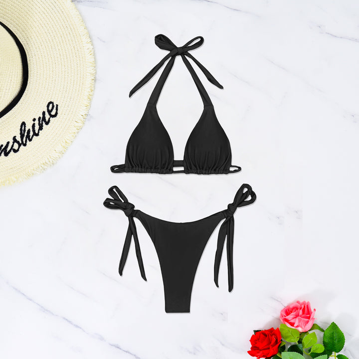 Dame Triangel-Bikini-Sæt med justerbare bindebånd og høj udskæring Stilla