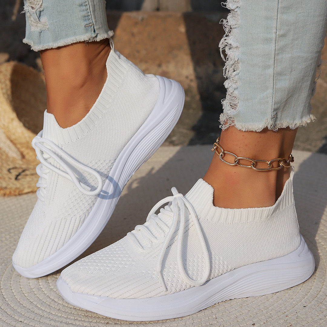 Dame Åndbare Sneakers med elastisk Strik-Overmateriale og skridsikker Sål Stilla