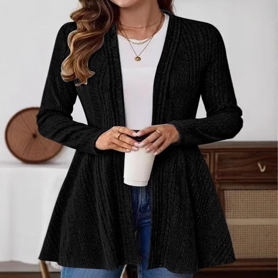Dame Elegant strikcardigan med flydende snit Stilla