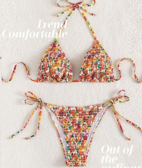 Dame Triangel-Bikini-Sæt med justerbare bindebånd og elastisk stof Stilla