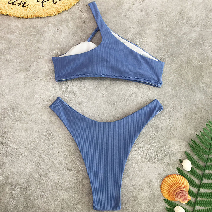 Dame stilfuld asymmetrisk bikini med raffineret indpakningslook Skovae