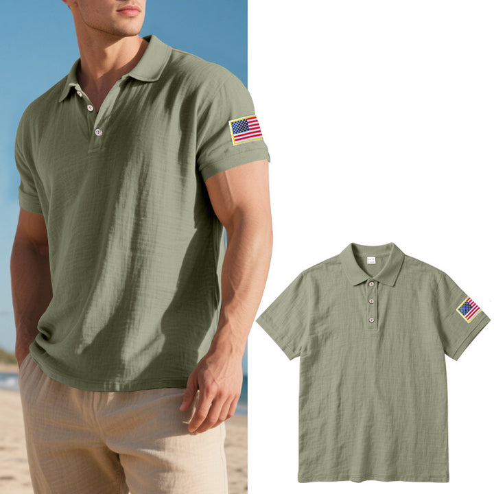 Herre polo shirt med moderigtigt amerikansk flagmotiv og højkvalitets bomuld Stilla