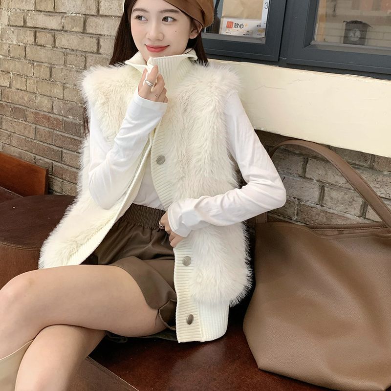 Femme Faux Fur Accentueret Lang Vest Stilla