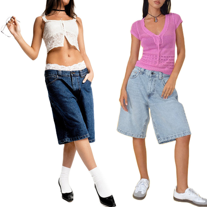 Dame Relaxed Fit Denim-Bermuda med høj talje Stilla