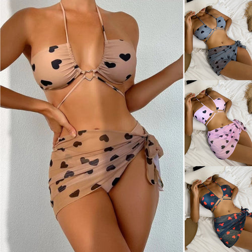 Dame Bandeau Bikini-Sæt med legende hjerte-design Skovae