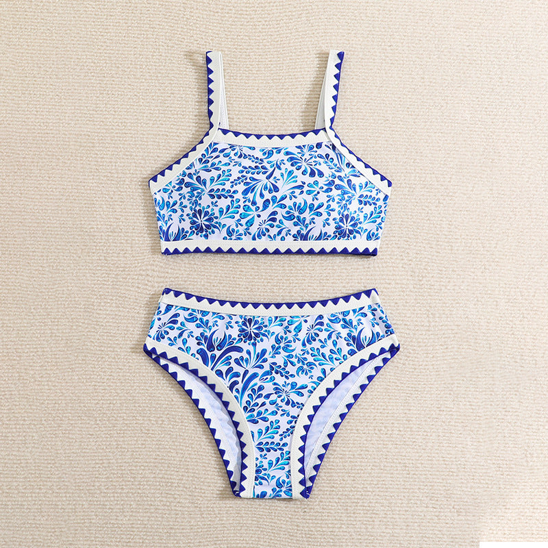 Dame bikini-sæt med blomstermønster og sportligt top Stilla