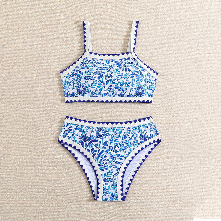 Dame bikini-sæt med blomstermønster og sportligt top Stilla