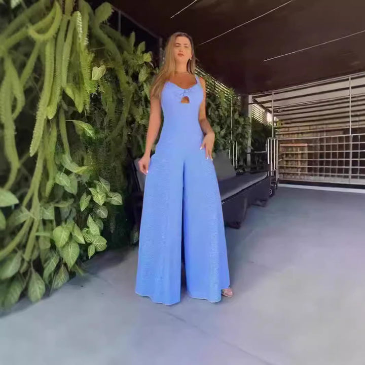 Dame Elegant Jumpsuit med aftagelige stropper og stilfuld slids Stilla