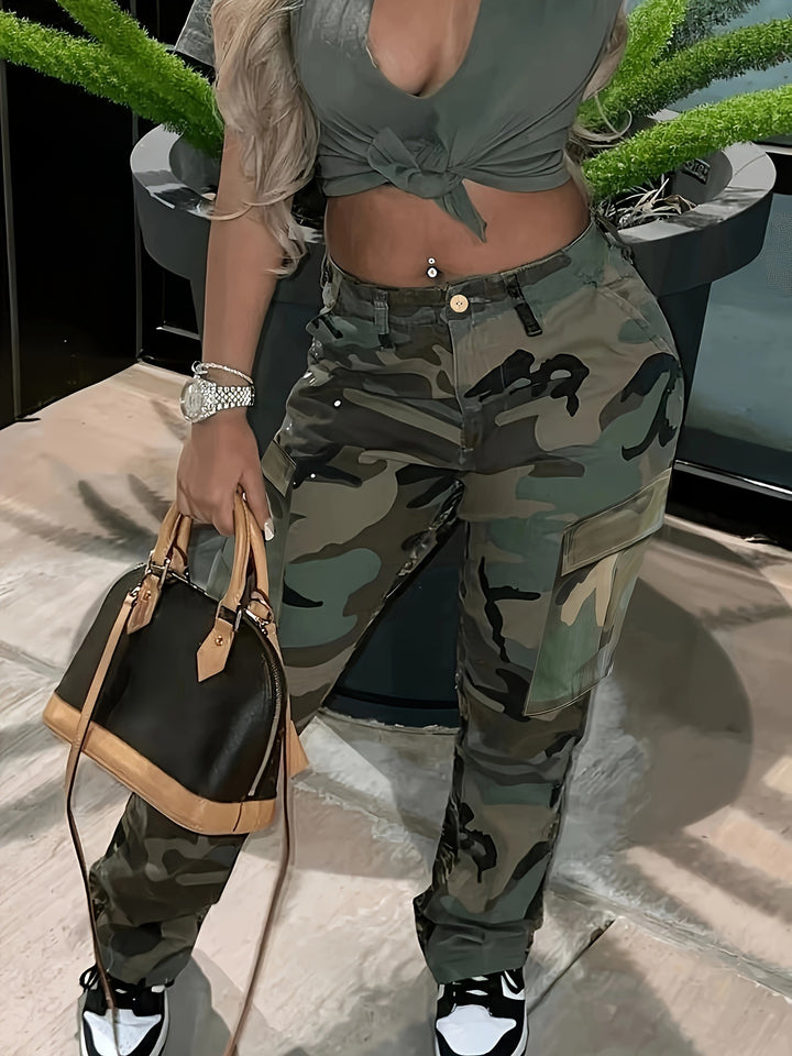 Dame Camouflage Utility Cargo-Bukser Stilla