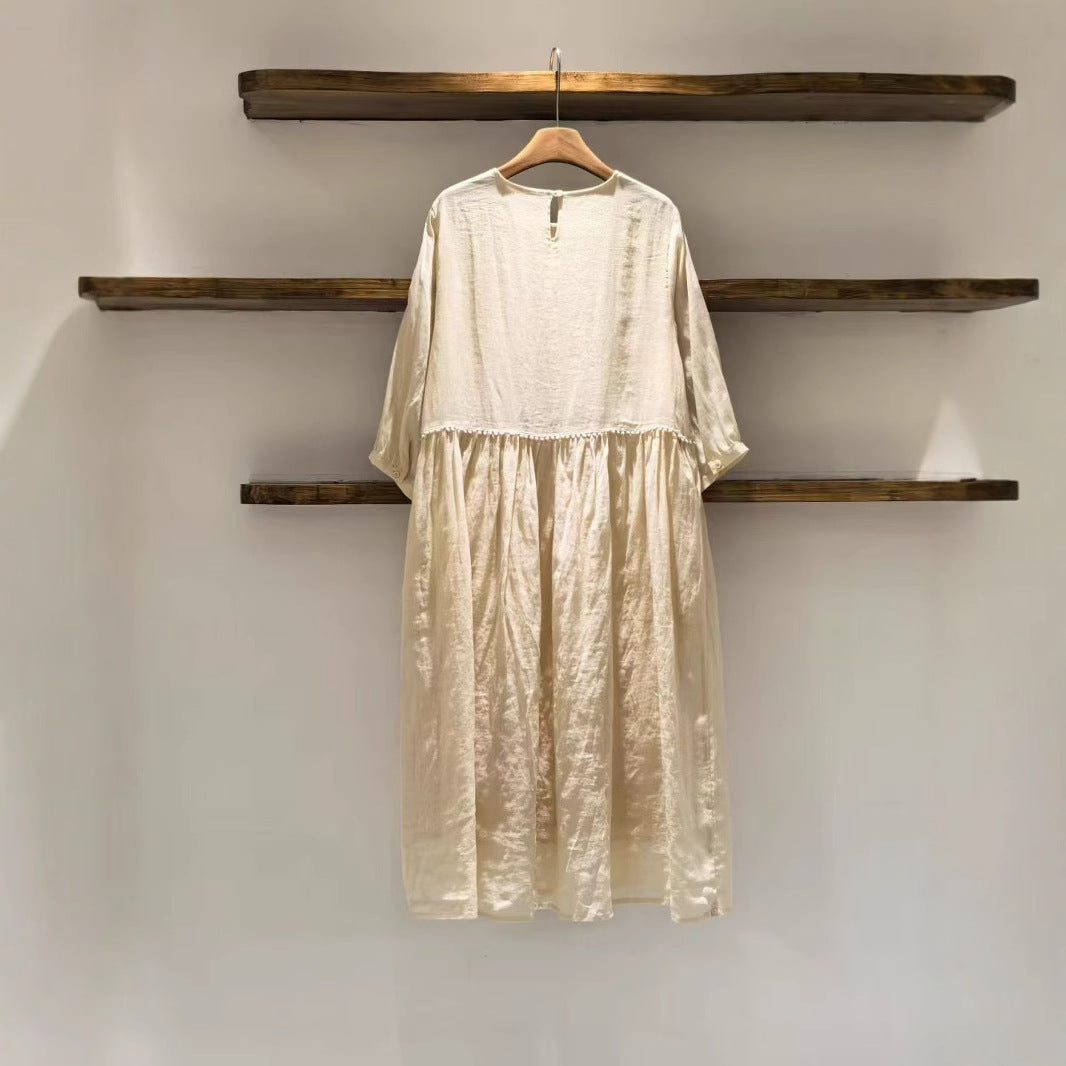 Femme Flydende Maxi-Kjole med Plissé-Kant Stilla