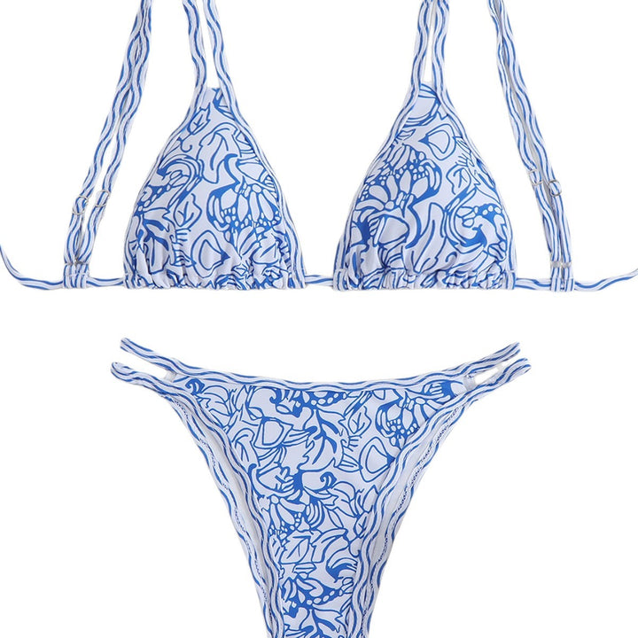 Dame Triangel-Bikini-Sæt med livligt strandmotiv Skovae