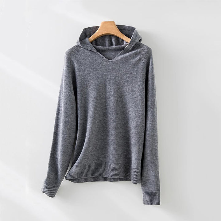 Dame luftig sweatshirt med V-hals og integreret hætte-design Stilla