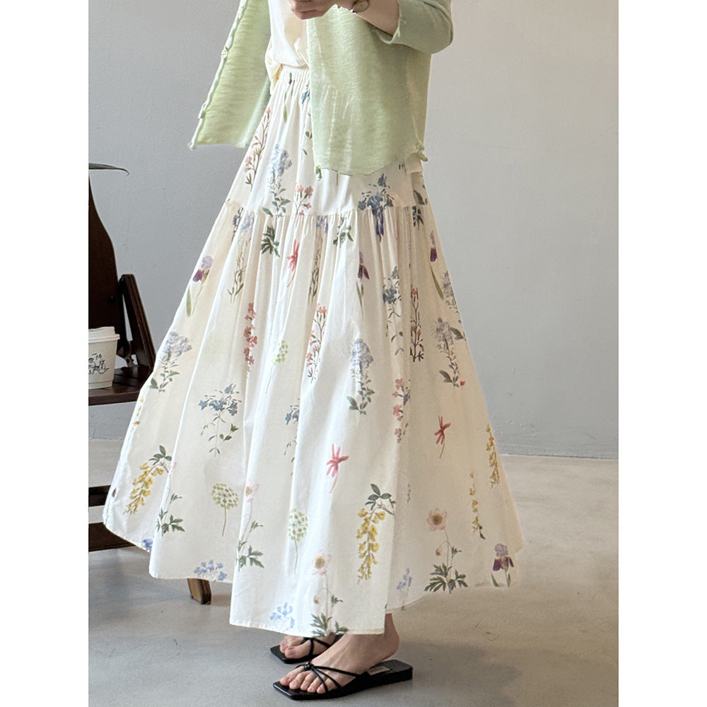 Dame maxiskørter med floralt design og elastisk talje Stilla