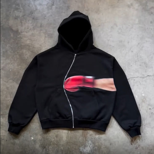 Dame hoodie med innovativt grafisk design Stilla