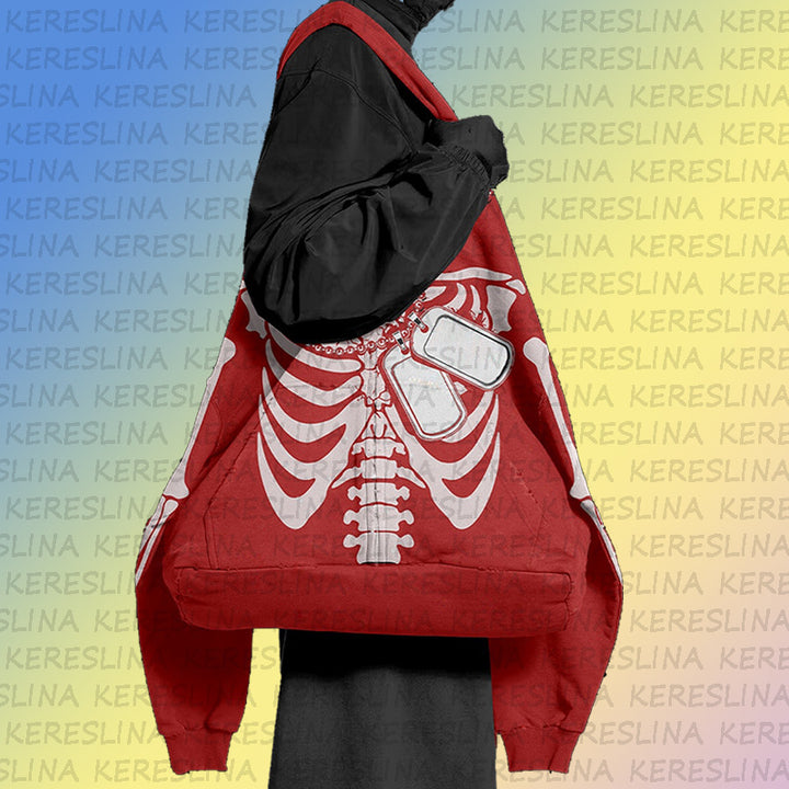 Dame hoodie med kreativt skeletdesign og kvalitetsmateriale Stilla