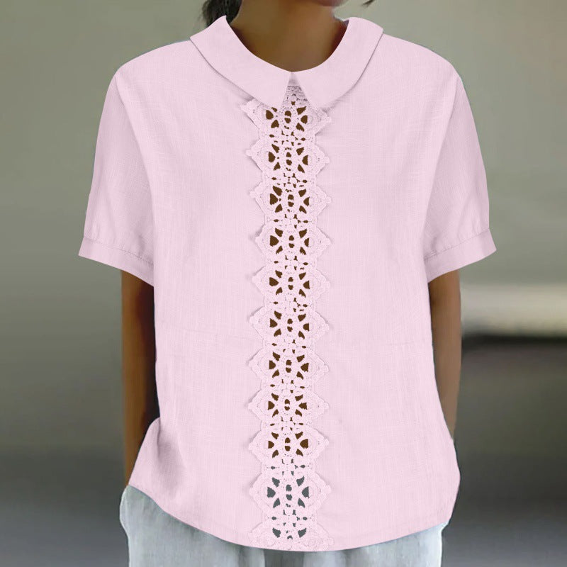 Femme Elegant Kravebluse med Spidsdetaljer Stilla