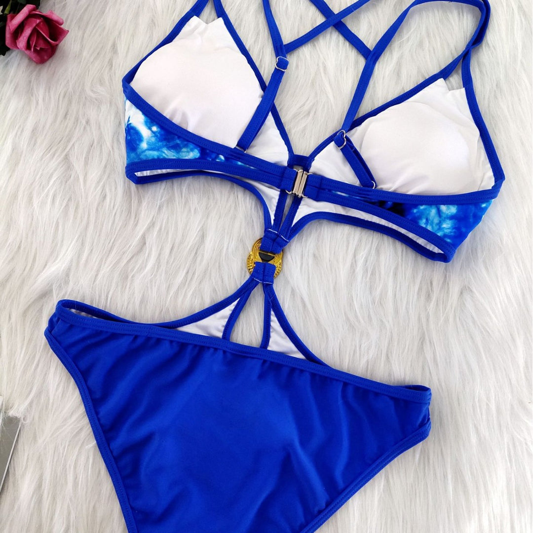 Dame Cut-Out Bikini-Sæt med raffinerede stropdetaljer Skovae