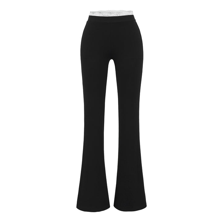 Dame Flared Leggings med elastisk linning og fint spidspynt Stilla