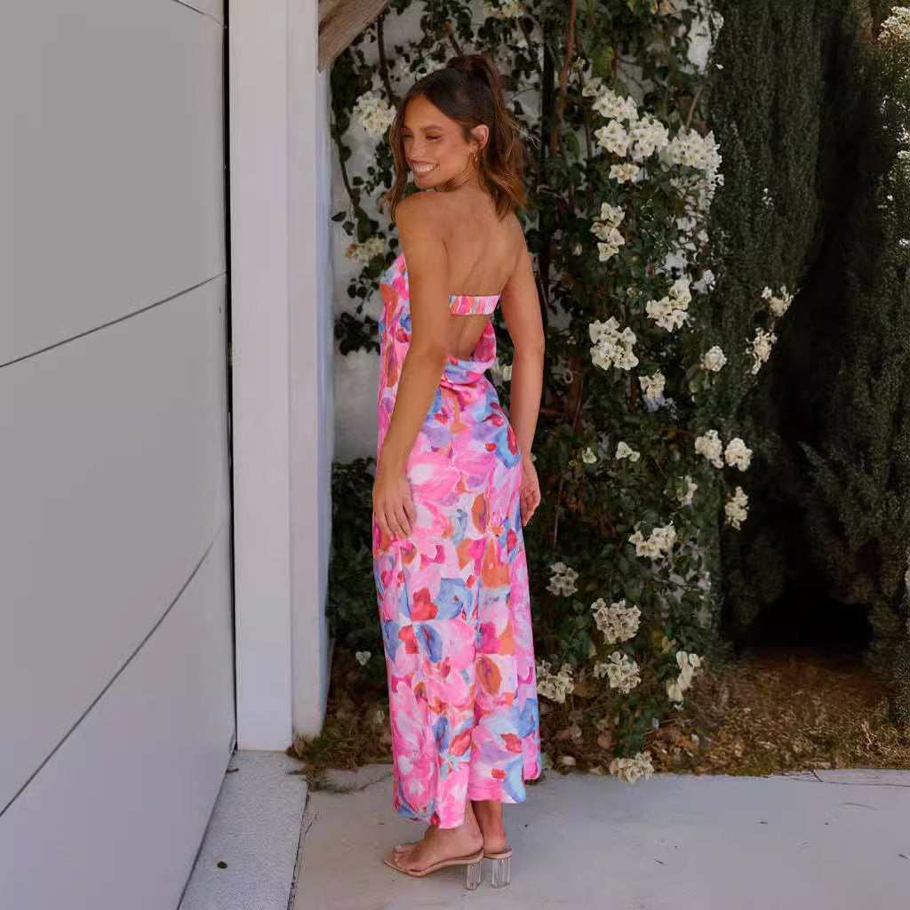 Kvinders maxikjole med off-the-shoulder design og blomsterprint Stilla