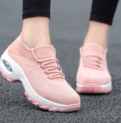 Dame nan strikket sokket sneakers med luftkudefodseng og elastisk strikoverdel Skovae