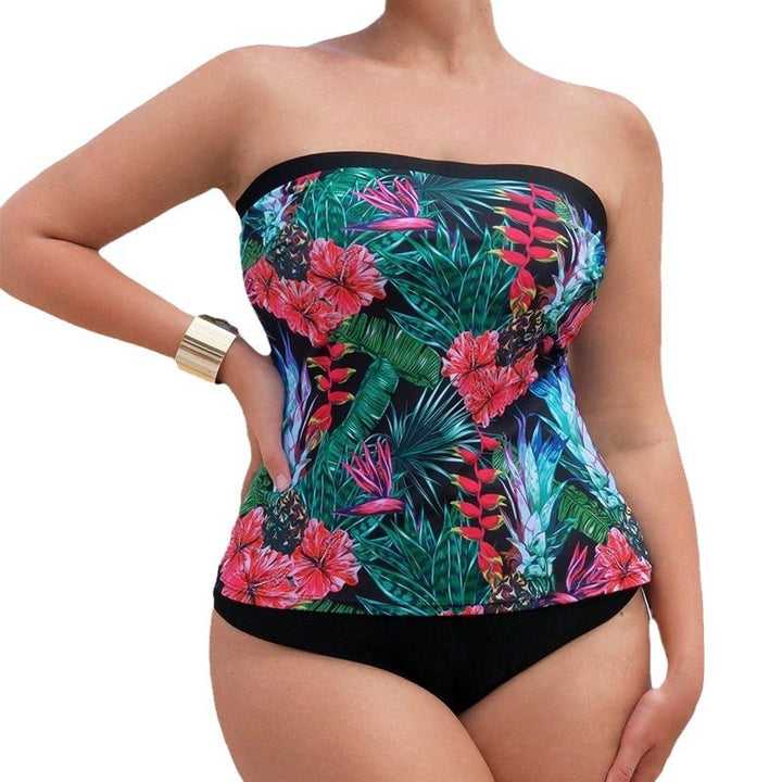 Dame Bandeau badedragt med blomsterdesign og høj komfort Skovae