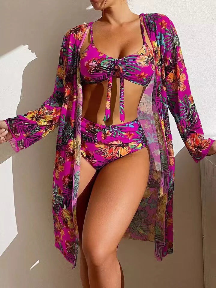 Femme Tropical Print To-delt Badedragt med gennemsigtig Cover-Up Stilla
