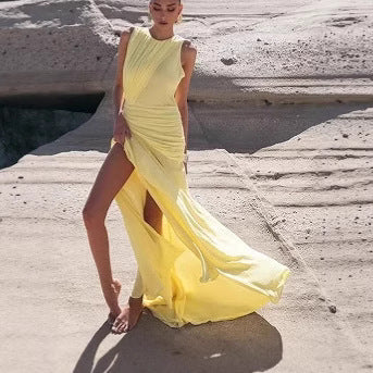 Femme High-Slit Chiffon Aftenkjole Stilla
