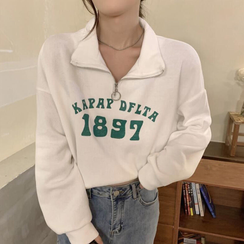Femme Fjerdedel-Zip Grafik Sweatshirt Stilla