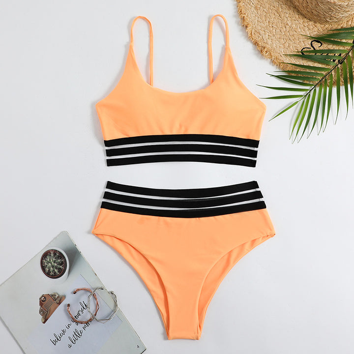 Dame Sporty Bikini-sæt med elastisk bånd og stilfulde striber Stilla