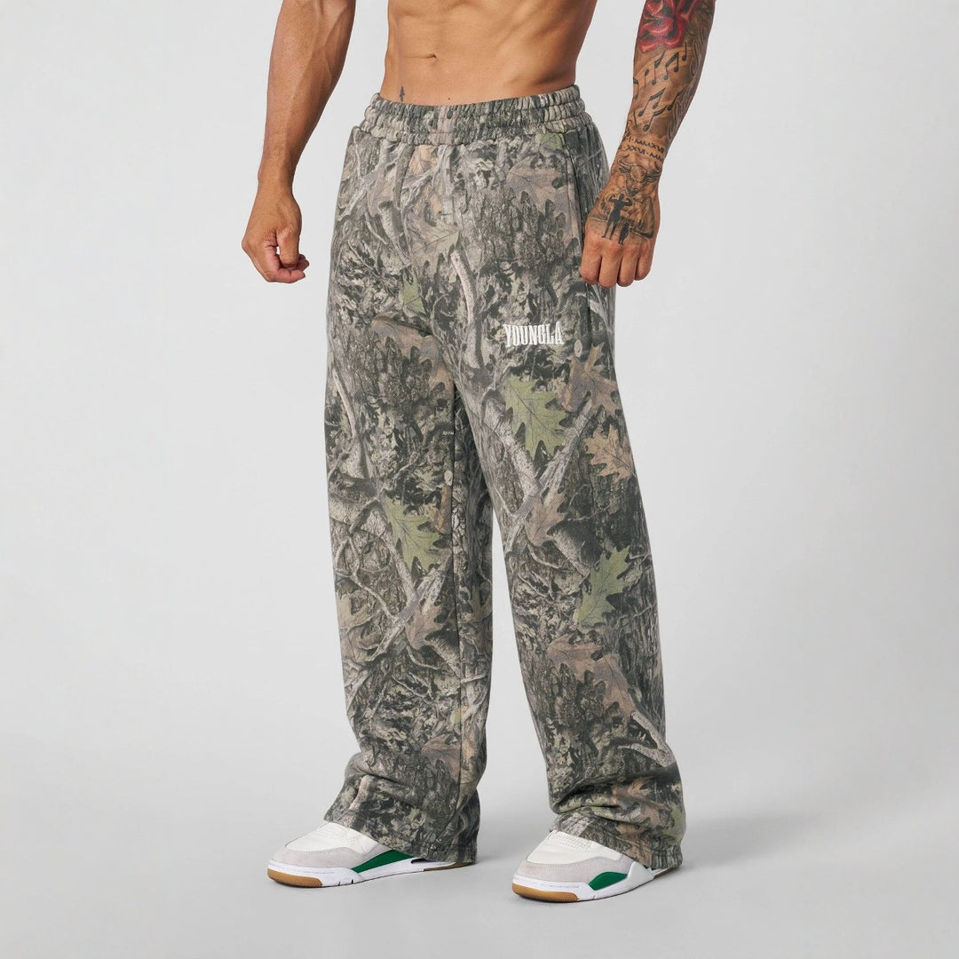 Herren nan bredde camouflagesweatpants med elastisk komfortbund og lår-logo Skovae
