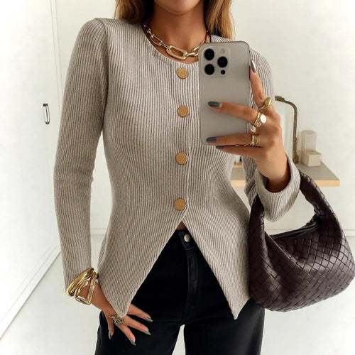 Kvinders elegante cardigan med dekorative knapper Stilla