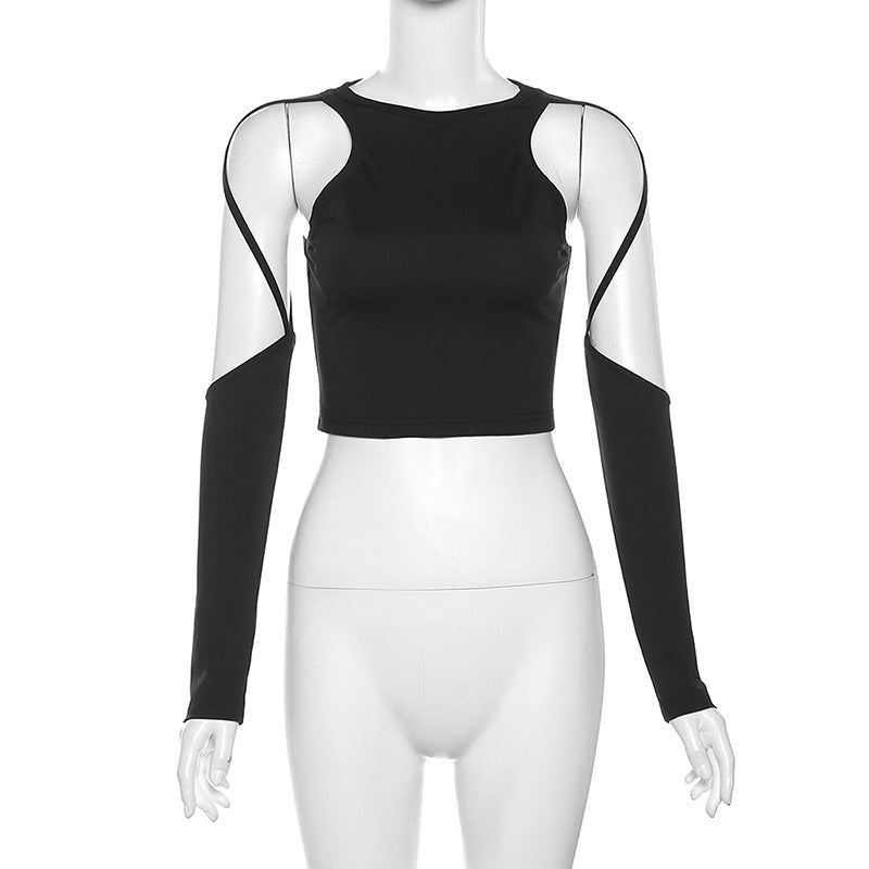 Dame Modish Crop-Top med innovativt ærmedesign Stilla