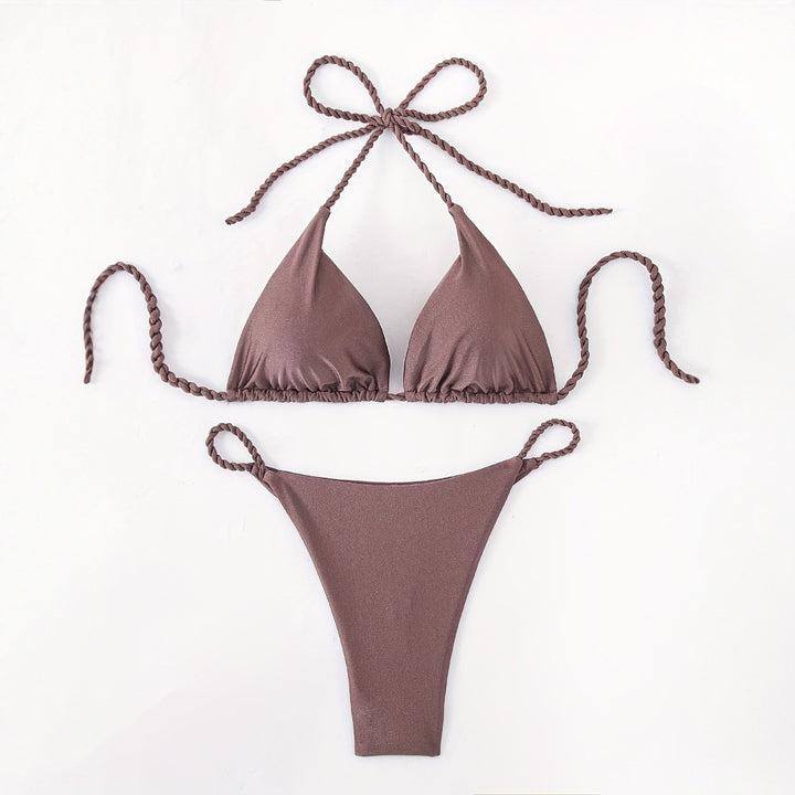 Dame triangel-bikini med flettede stropper Skovae
