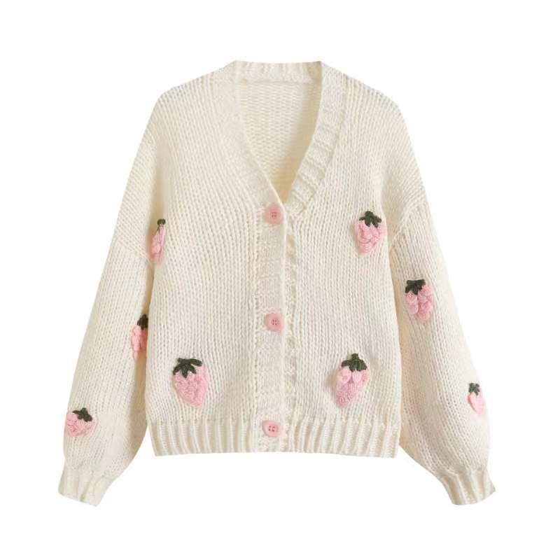 Femme Besticket Jordbær-Button-Up-Cardigan Stilla
