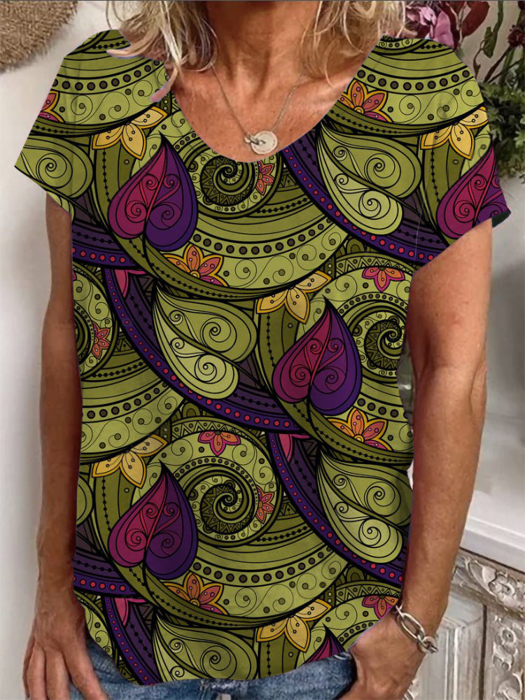 Dame Loose Bluse med farverigt paisleymønster Skovae