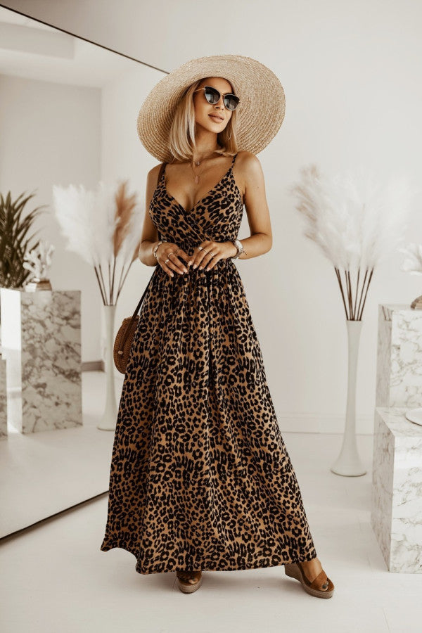 Damer Elegant Leopardmønster Maxikjole Stilla