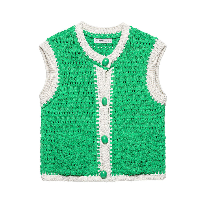 Dame hæklet strikk cardigan vest Stilla