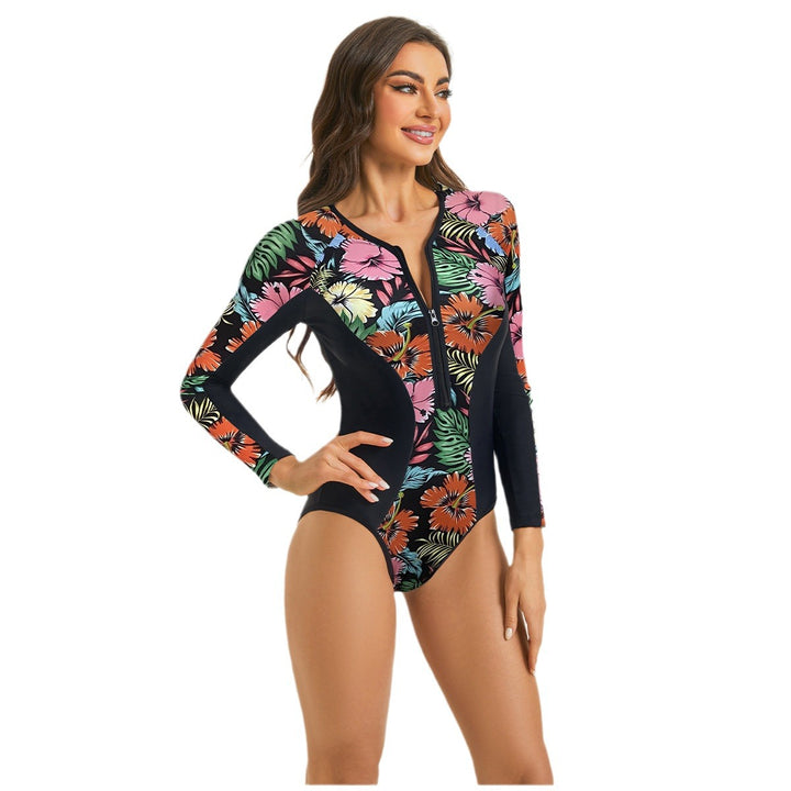 Dame Lange Ærme Floral Print Surf Badedragt Stilla