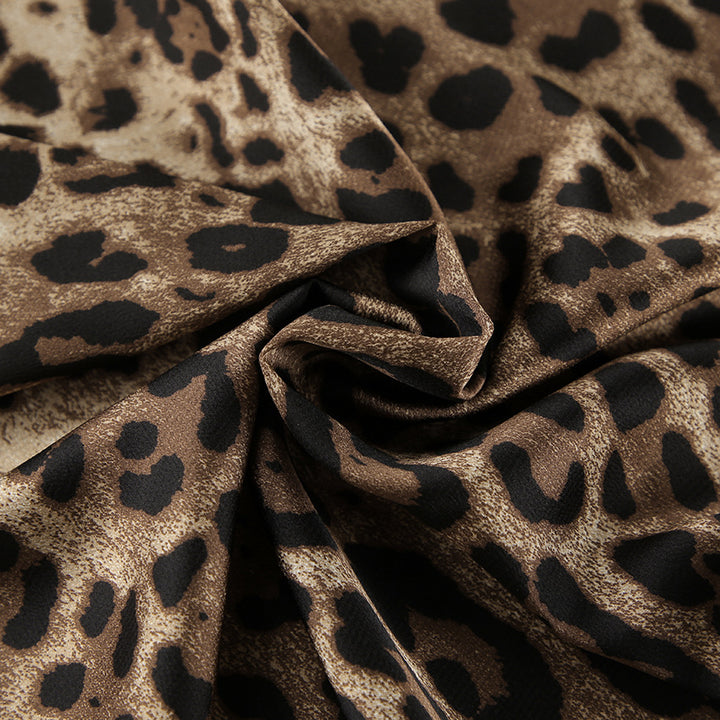 Dame sæt af trendy spaghetti-strop-top og bred maxi-nederdel i leopardmønster Stilla