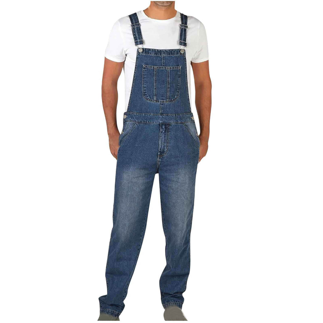 Herrer denim-overalls i afslappet snit med justerbare stropper Skovae