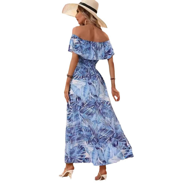 Dame Maxi-kjole med spændende tropisk design og stilfuld Off-Shoulder-udskæring Stilla
