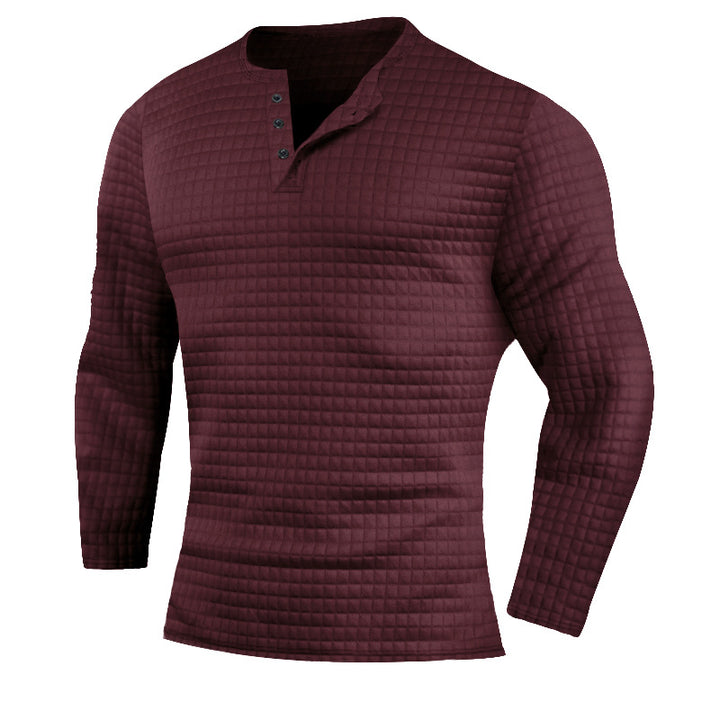 Herrer langærmet Henley-shirt med struktureret design Stilla