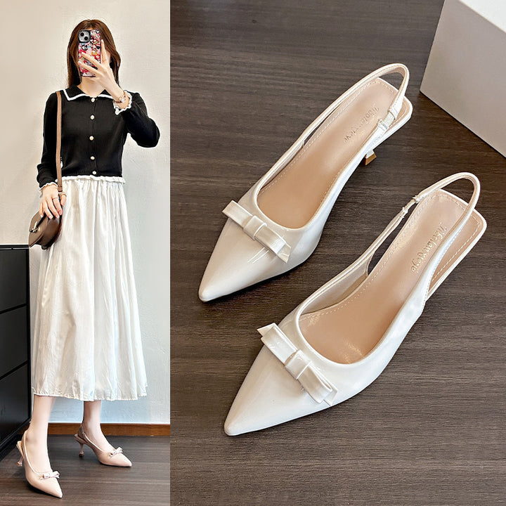 Dame Elegante Spidsestøvler Slingback Hælssko med Sløjfedetalje Stilla