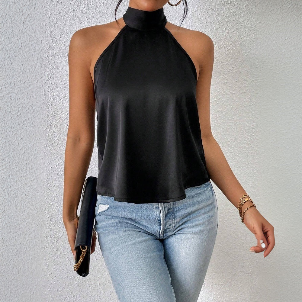 Damer elegant halter top med silkeagtig finish Stilla