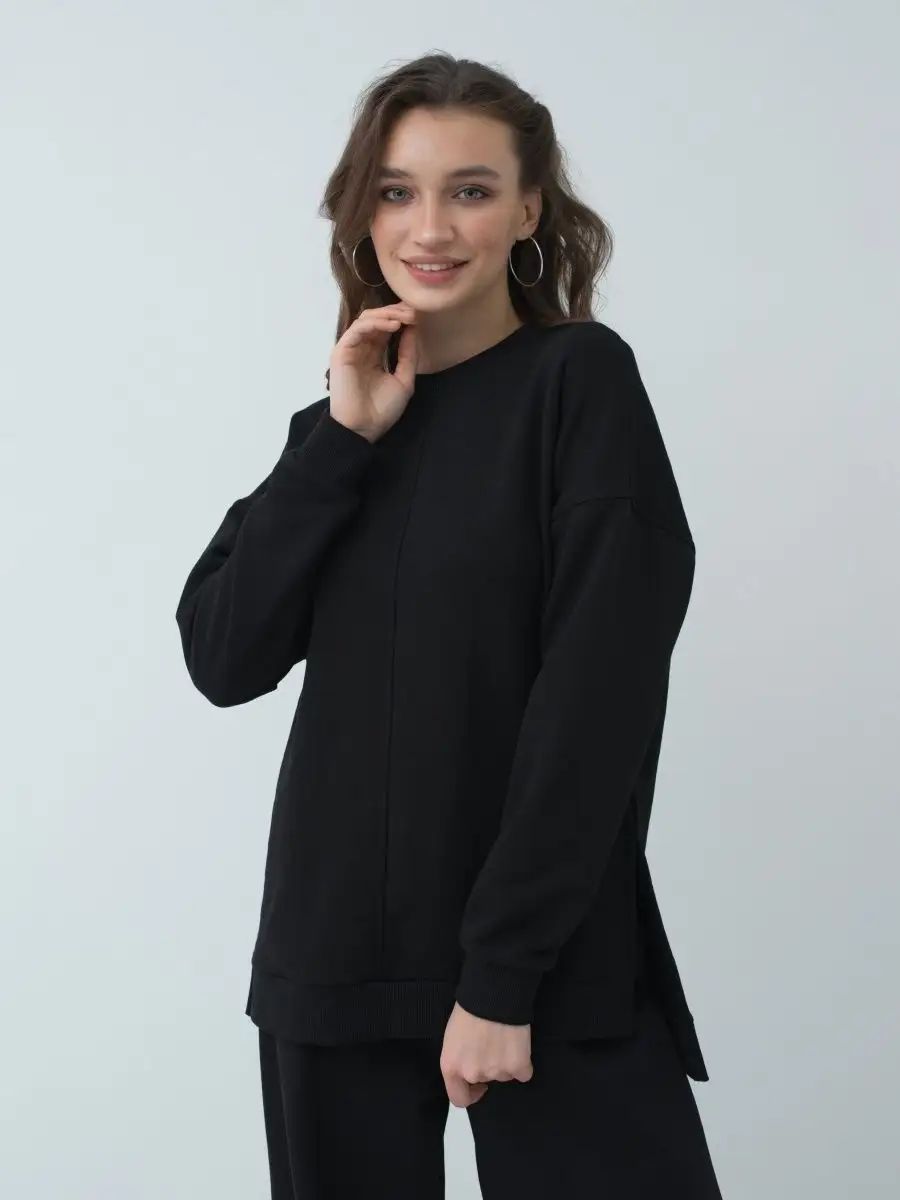 Dame oversized sweater med sidelommer og afslappet snit Stilla