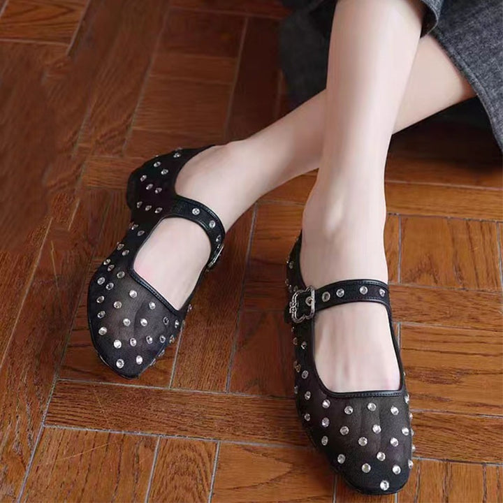 Femme strass-pyntet spidse sko-ballet flade Stilla
